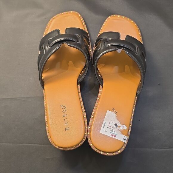 BRAND NEW BAMBOO THIN STUDDED LINER DESIGN WOMENS WEDGE SANDAL - Picture 7 of 15